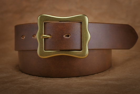1 1/2" CENTER BAR BUCKLE BELT -- BROWN
