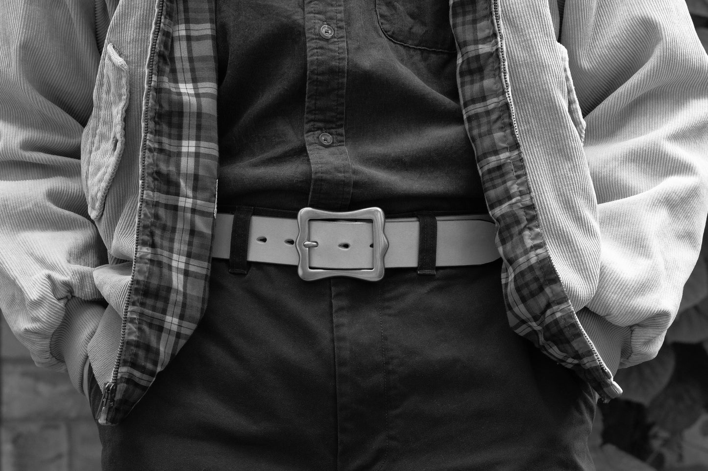 1 1/2" CENTER BAR BUCKLE BELT -- NATURAL