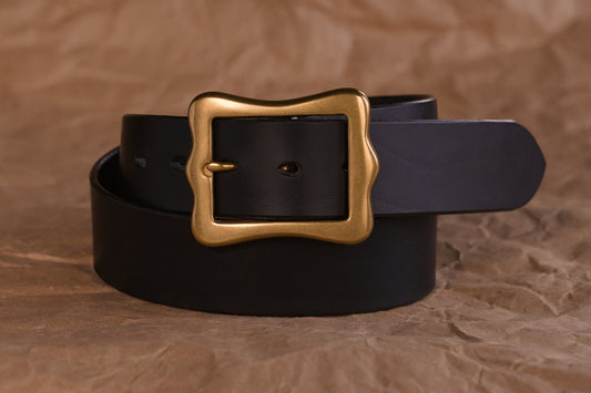 1 1/2" CENTER BAR BUCKLE BELT -- BLACK